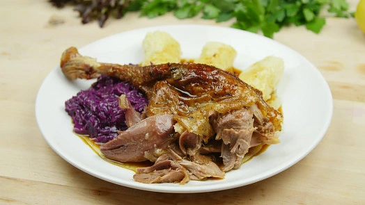 Roasted duck with cabbage and potatoes